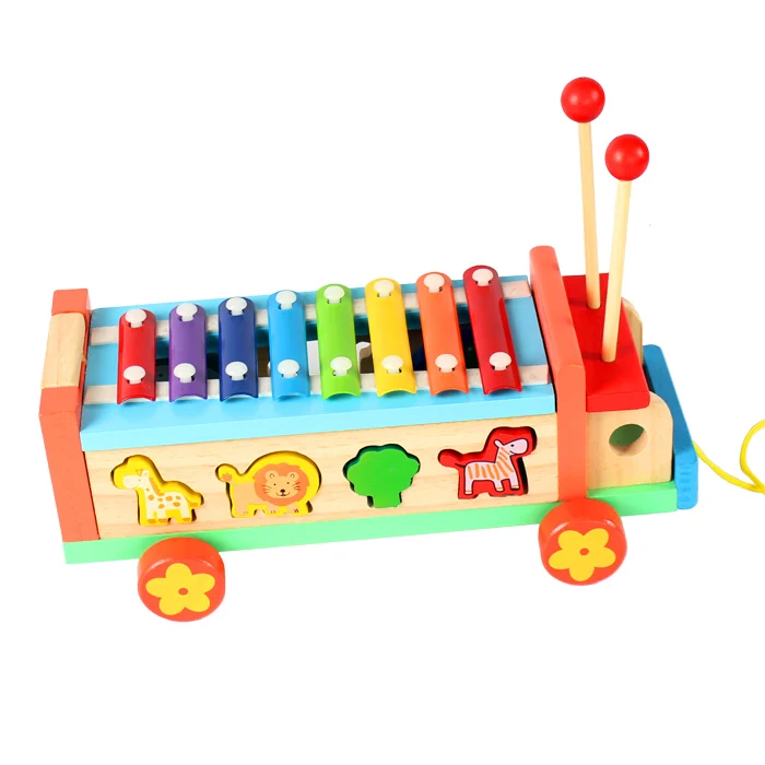 

Baby Children's Music Toys Eight Sound Wooden Tugs Hand Piano 1-3-5 Years Old Educational Unisex Metal Infant Playing Type 2021