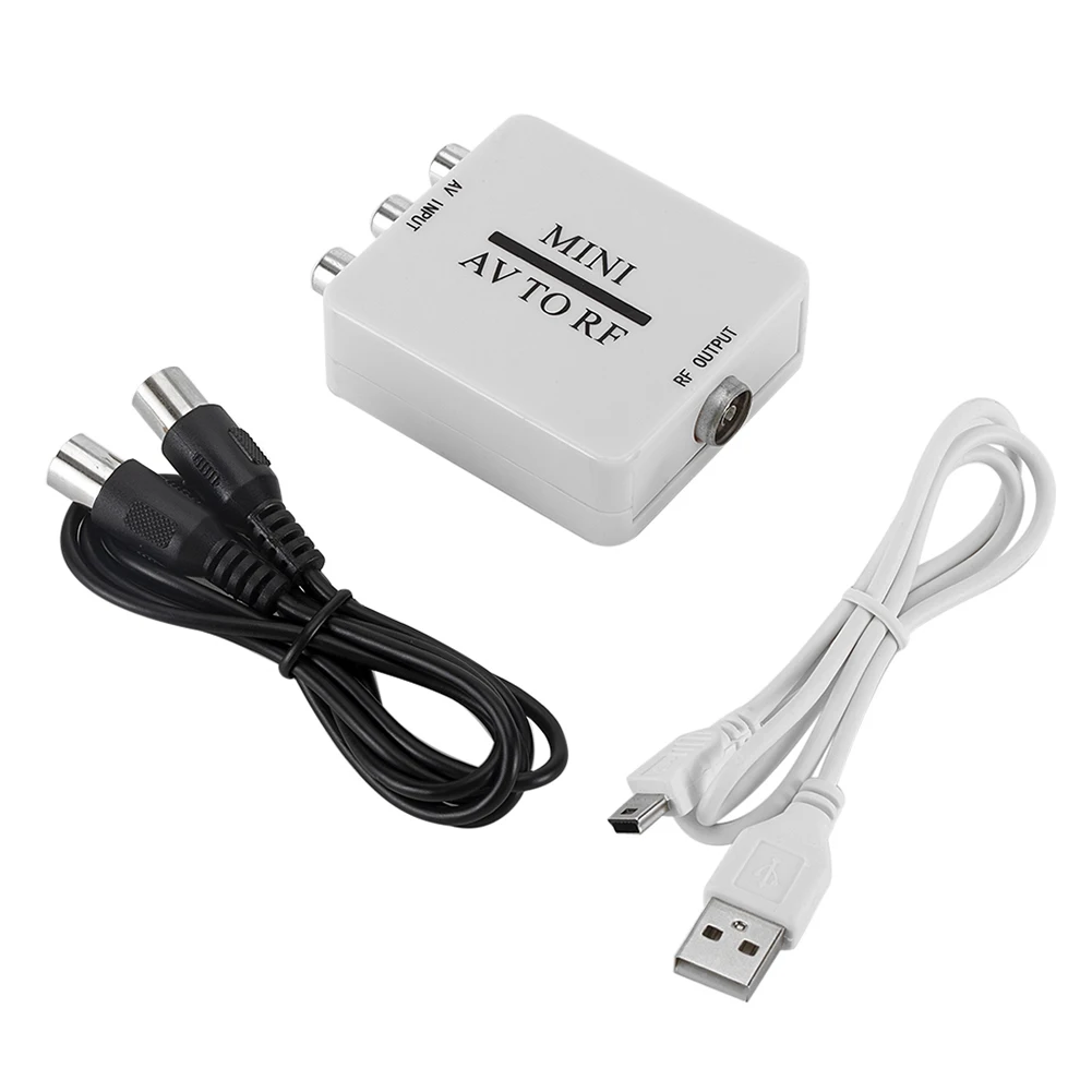 

Durable Portable AV To RF Mini HD Video Converter Multi-functional Classic Texture Adapter Box RF Amplifier TV Switcher