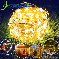 Giáng Sinh LED Dây Đèn 2M 5M 10M 3AA Hoạt Động Bằng Pin Vòng Hoa Ngoài Trời Trong Nhà Nhà Trang Trí Giáng Sinh Cổ Tích đèn Dây Led