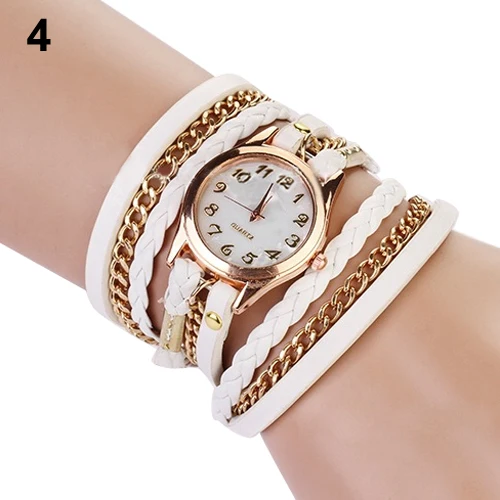 Wrist Watch Women Vintage Multilayer Faux Leather Alloy Braided Bracelet Wrist Watch Jewelry Women Quartz Watch Bracelet