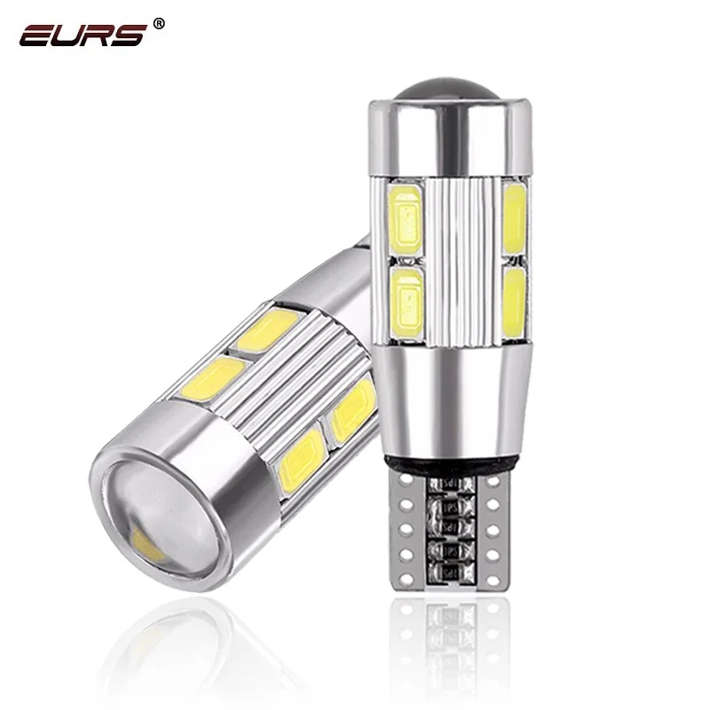 EURS 2pcs W5W T10 led Car Interior Bulb Canbus No error 5630 10 SMD LED 12V Car Side Wedge Light White Lamp Auto Bulb White Red