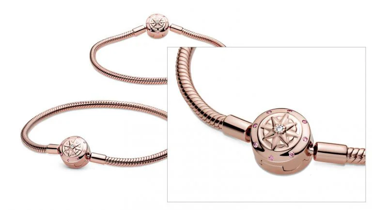 2020 Autumn New 925 Sterling Silver Bracelet Rose Gold Compass Buckle Snake Chain Bracelets Women Birthday Gift
