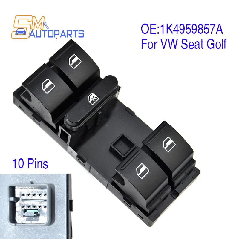 1K4959857A 1K4959857B New Power Master Window Control Switch For VW Seat Golf 5 6 Jetta MK5 Mk6 Tiguan Touran Passat B6 B7