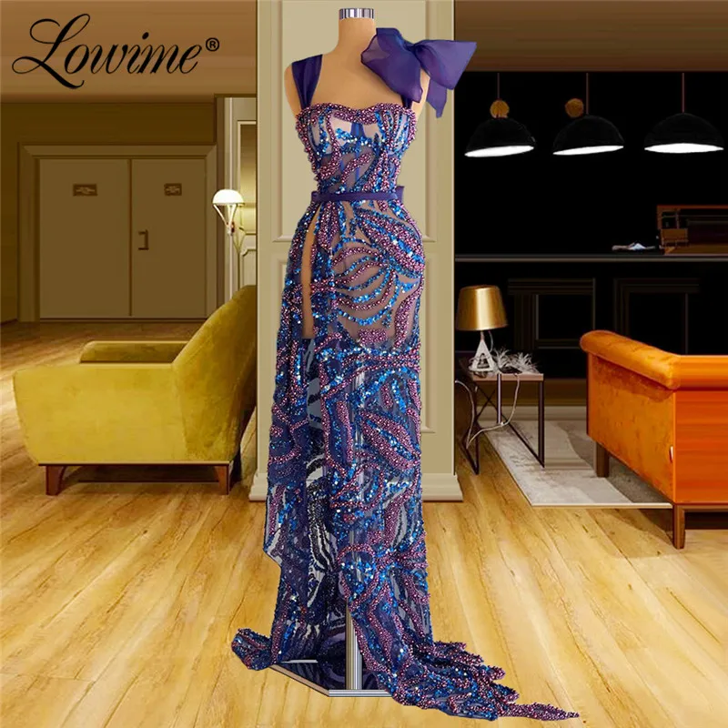 

Couture Illusion Beaded Evening Dresses Purple Long Women Party Dress 2021 Vestido De Fiesta Elegant Dubai Arabic Celebrity Gown