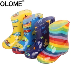 OLOME – bottes de pluie en caoutchouc PVC pour enfants, chaussures imperméables arc-en-ciel pour filles et garçons