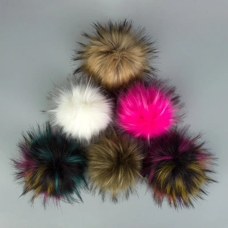 Fashion Beanie DIY Hairball Hat Balls Faux Fur Pom Pom Artificial Wool Ball With Buckle Cap Shoes Bags Hairband Accessories