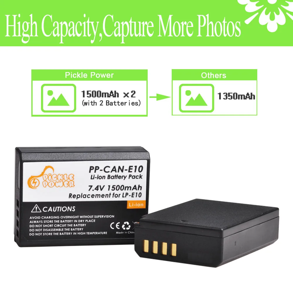 1500mAh Digital Camera Battery For Canon 1100D 1200D 1300D Rebel T3 T5 KISS X50 X70 LP-E10 LPE10 LP E10 LED Dual USB Charger