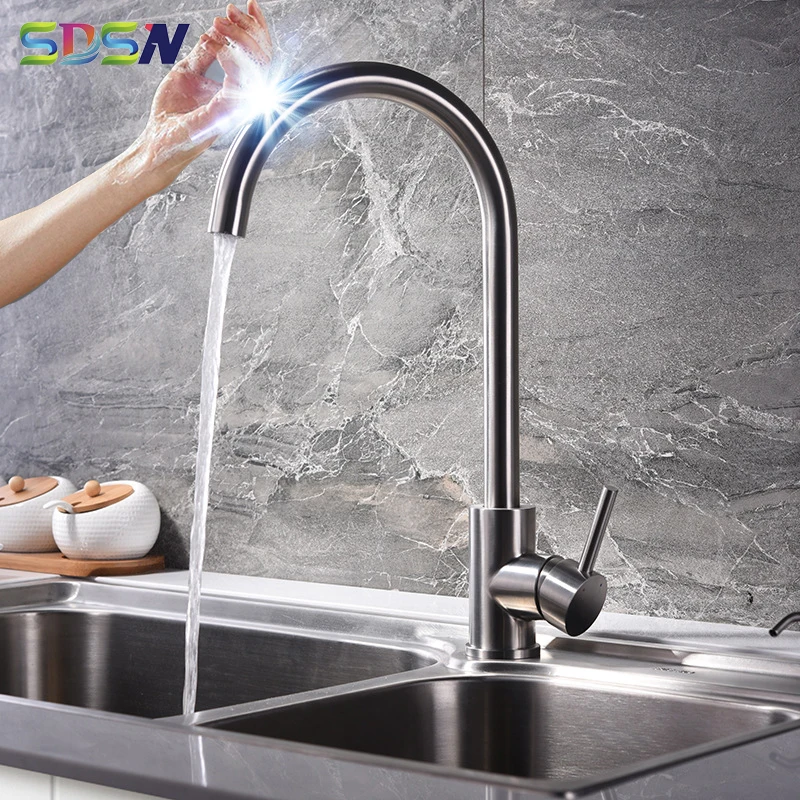 

Sensor Kitchen Faucet SDSN Brushed Nickel Touch Kitchen Faucets SUS304 Stainless Steel Sensor Kitchen Tap Touch Mixer Faucets