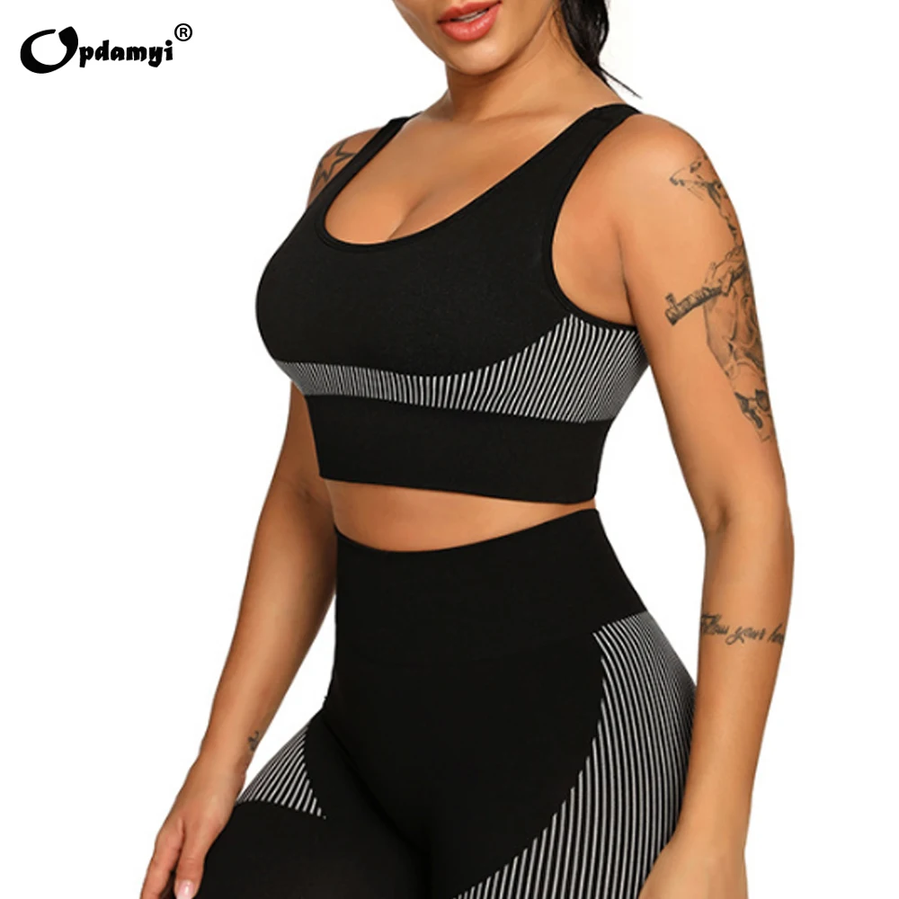 New Women Workout Sets 2 Pieces Tracksuits High Waist Yoga Running Legging And Sport Bra Gym Clothes Outfits Seamless Yoga Sets