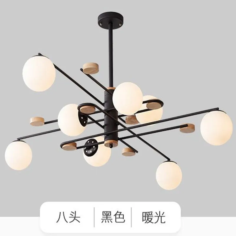

New geometric chandelier magic bean restaurant art iron wooden chandelier living room nordic bedroom chandelier lighting