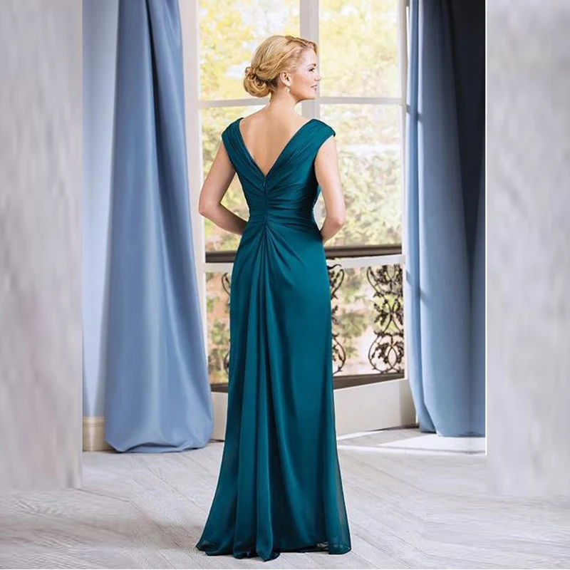 Simples E moderno Midnight Verde Mangas Mãe da Noiva Vestidos de Noiva Decote V Vestidos de Festa robe de soirée femme فساتين السه