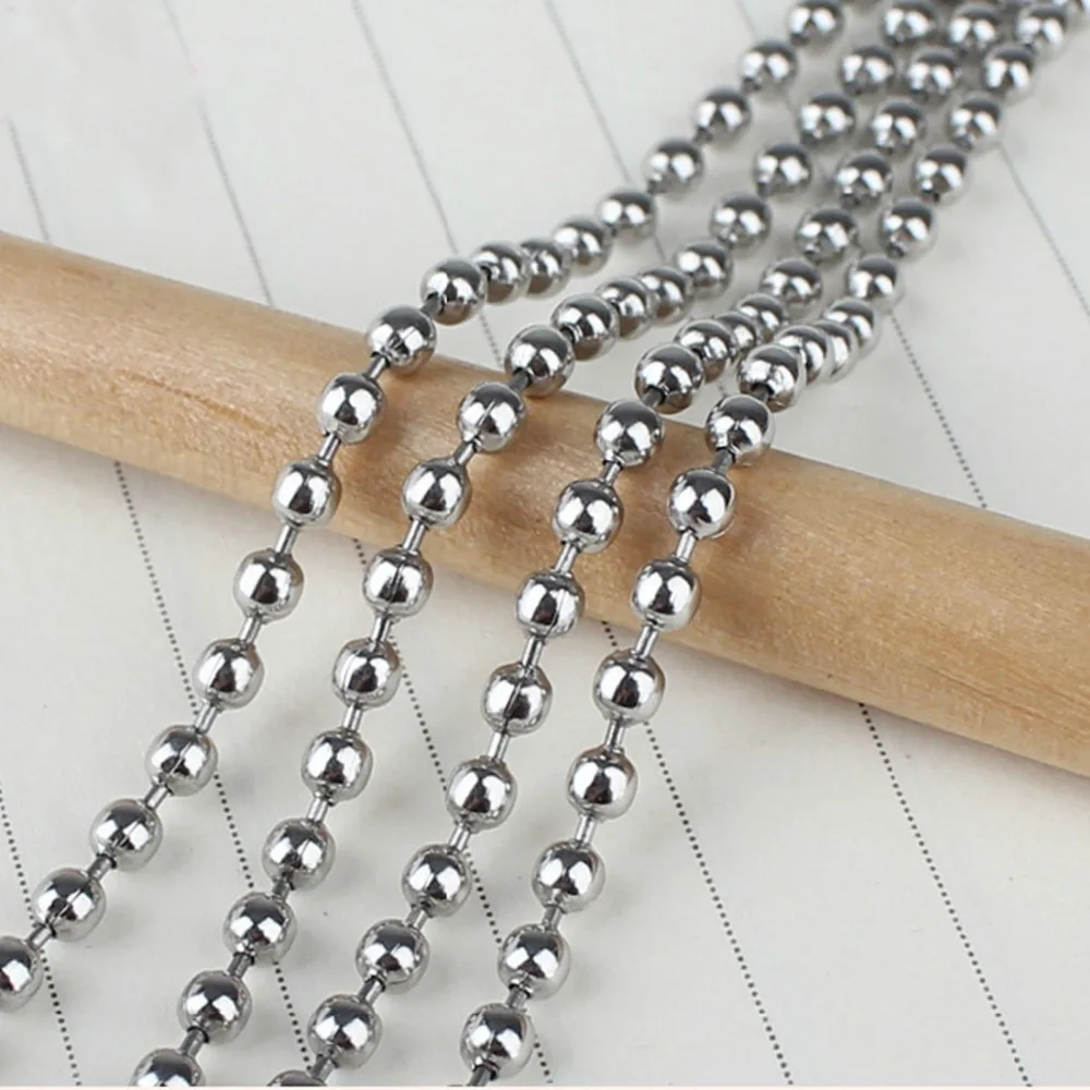 Wholesale Retail Stainless Steel Silver Color Bead Ball Chain Necklace 1.5/2/2.4/3.2mm DIY Jewelry Accessory 20/50/100pcs/Lot