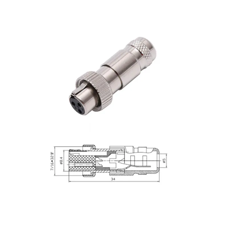 High quality 100pcs/lot mini xlr female Audio Mic connector Mini XLR Connector with screw thread A133