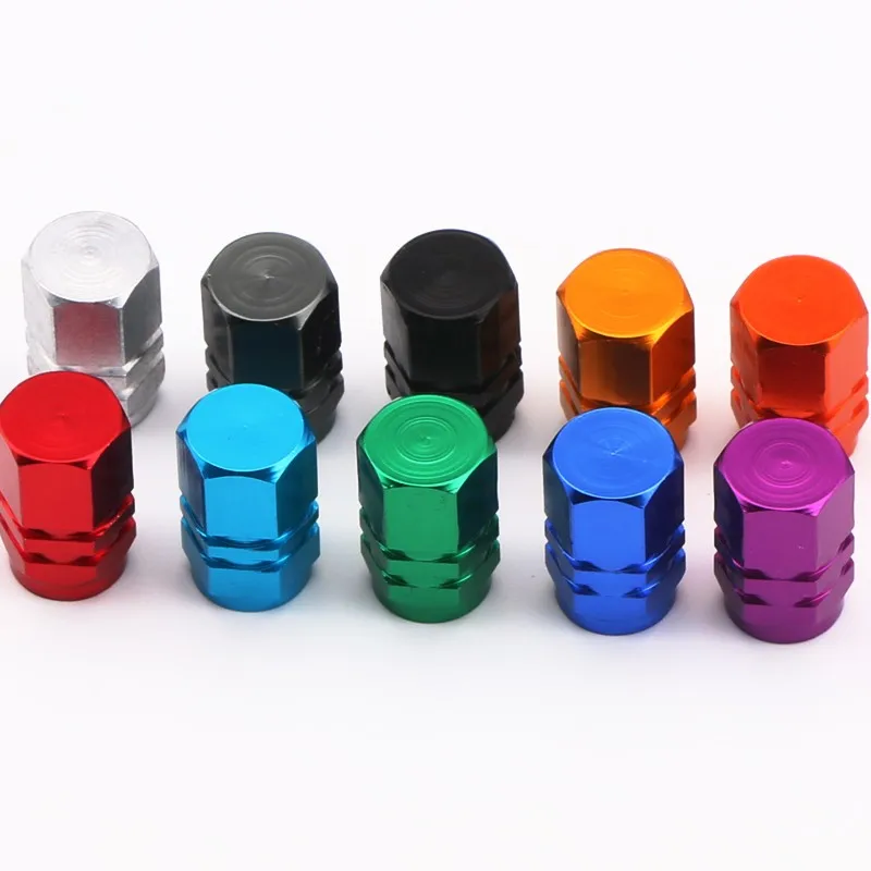 2pcs/lot universal aluminum hexgon style auto car tyre valve caps motorcycle bicycle wheel tire valve cap