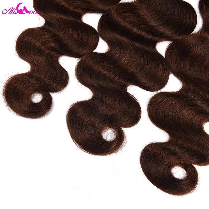 Chocolade Bruin Bundels Met 5X5 Sluiting #4 Bruin Body Wave Bundels Met Sluiting Brazilian Hair Weave Bundels met Sluiting Remy