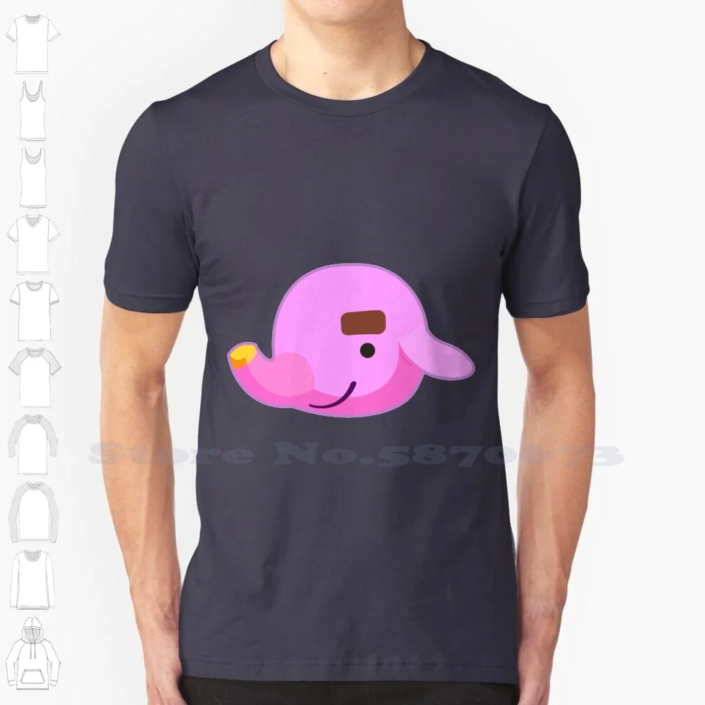 Paolo 100% Cotton T-Shirt Paolo Paolo Animal Animal New Horizons Animal New Leaf Acnh Acnl Pink Elephant Sweet Baby Cutie Cute