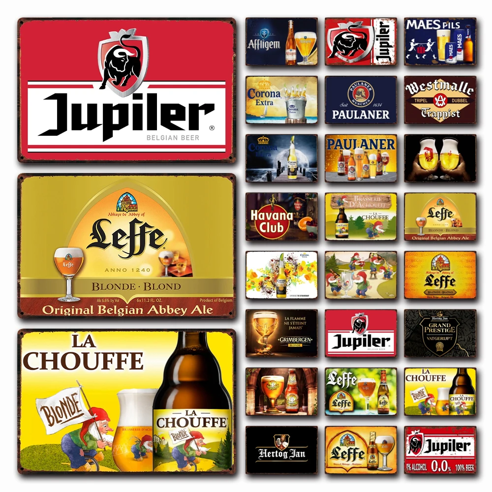 [ Kelly66 ] Havana Club Jupiler Leffe Grimbergen Corona Belgian Beer Tin Art Metal Sign Home Decor Painting 20*30 CM Size Dy184