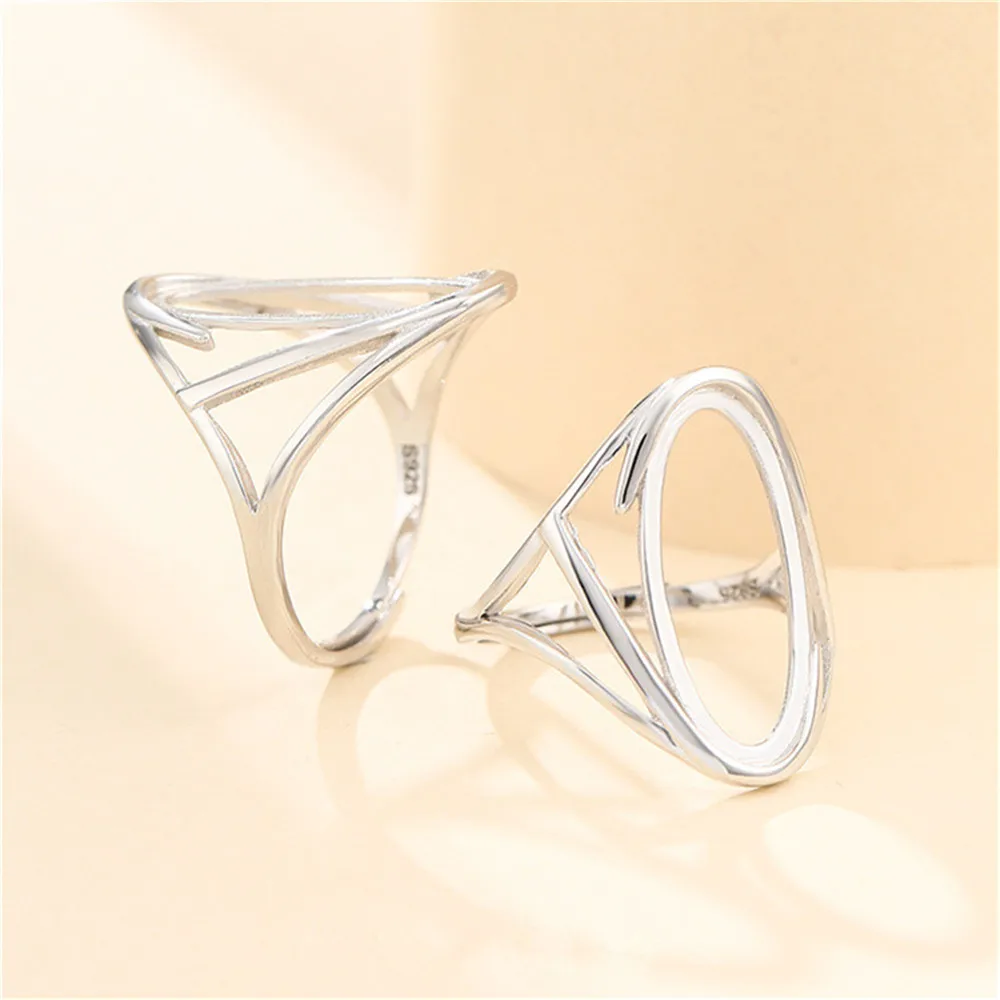 Ring Base for 10x20mm Oval Cabochons Ring Setting White Gold Plated 925 Silver Adjustable Ring Blank SR0169