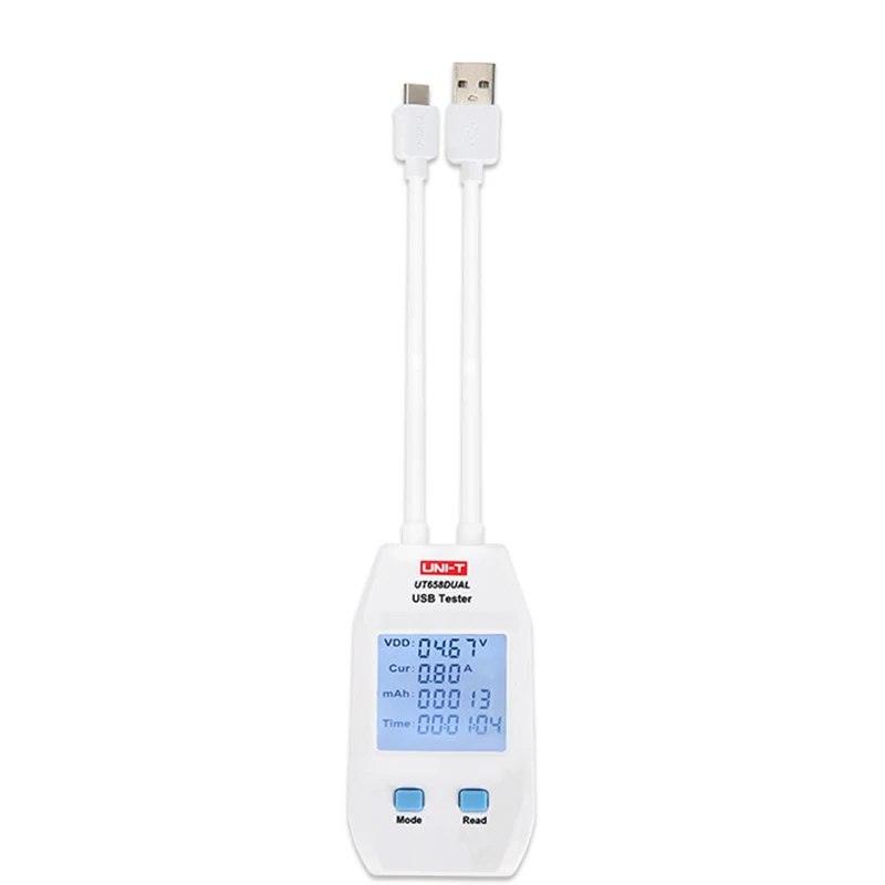 UNI-T ut658double tipo um porto tensão de saída usb tester atual energia capacidade circuito quivalent resistência carga eletrônica