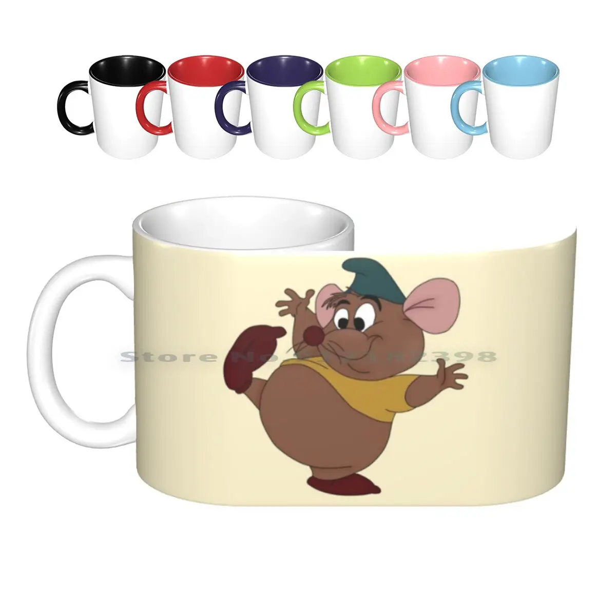 Gus Ceramic Mugs Coffee Cups Milk Tea Mug Gus Prince Charming Fairy Godmother Jaq Movie Gus Gus Mouse Mice Cartoon Pixar 1950