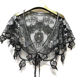 High Quality Gorgeous Beading Evening tied with straps Cape Sparkly Sequined Bridal Wrap Wedding Parties & Prom
