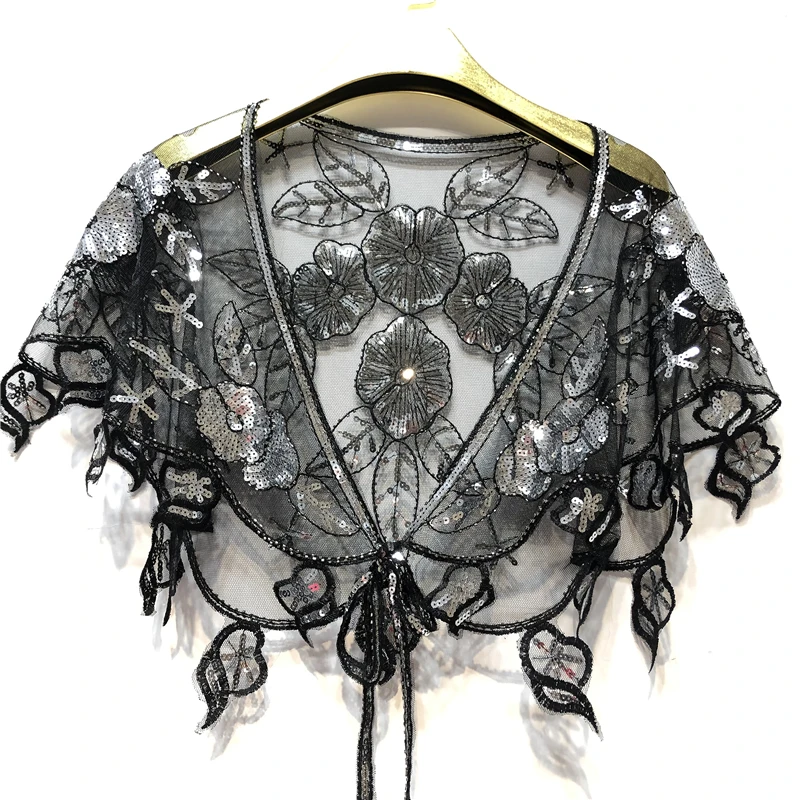 High Quality Gorgeous Beading Evening tied with straps Cape Sparkly Sequined Bridal Wrap Wedding Parties & Prom