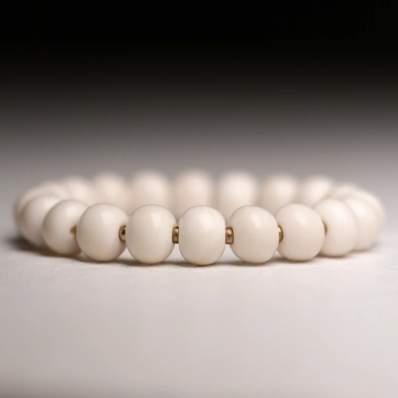 Ivory White Handmade Yak Bone Beaded Bracelet Ox Zen Buddhism Healing Prayer Energy Body Balance Perfect Gift for Mom Girl