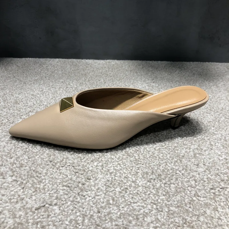 Simple Women\'s Shoes 2021 New Spring/Summer Toe Cap Slippers Stiletto Mid-Heel Flip-Flops women slippers