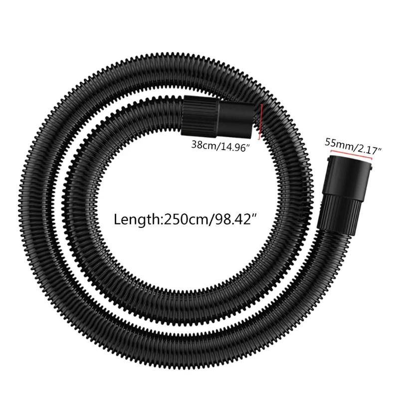 M2EE 250cm/98.42inch Long Ultra Flexible Black Heavy Duty EVA Dust Collection Hose Vacuum Hose Adapter Vacuum Cleaner Parts