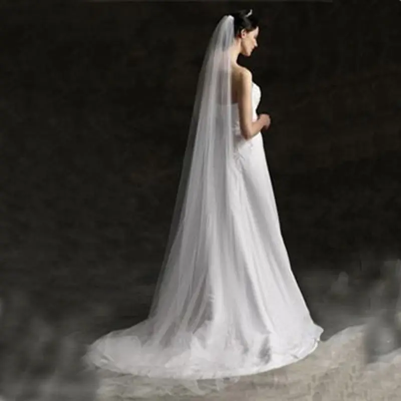 Single Layer Women White Trailing Long Wedding Veil Minimalist Simple Luxury Cathedral Bridal Veil Marriage Accessories