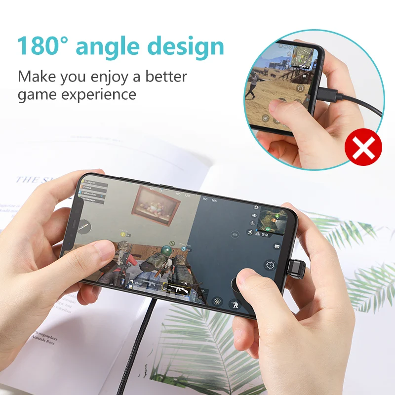 KUULAA-Cable USB tipo C para teléfono móvil, cargador de carga rápida de 180 grados para Xiaomi Mi 8, Samsung Galaxy S10 Plus, Cable de USB-C
