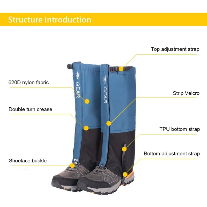 Couvre-bottes de neige imperméables, guêtres de legging de cyclisme, chaussures d\'extérieur, randonnée, escalade, ski, trekking, désert