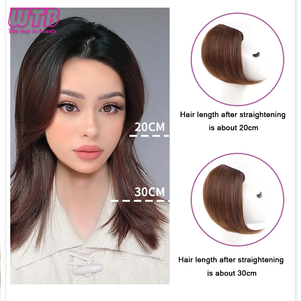 WTB Synthetic Invisable Seamless Hair Pads hairpieces Clip In One Piece 4 Clips Increase hair volume Hair Extensions Top Side Co