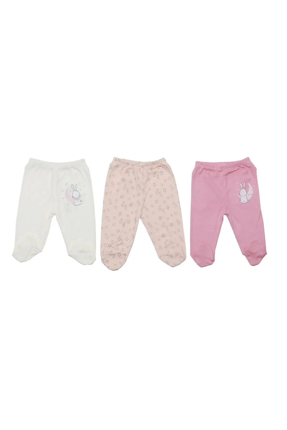 Star Rabbit Pattern 3'lü Baby Tek Bottom Set