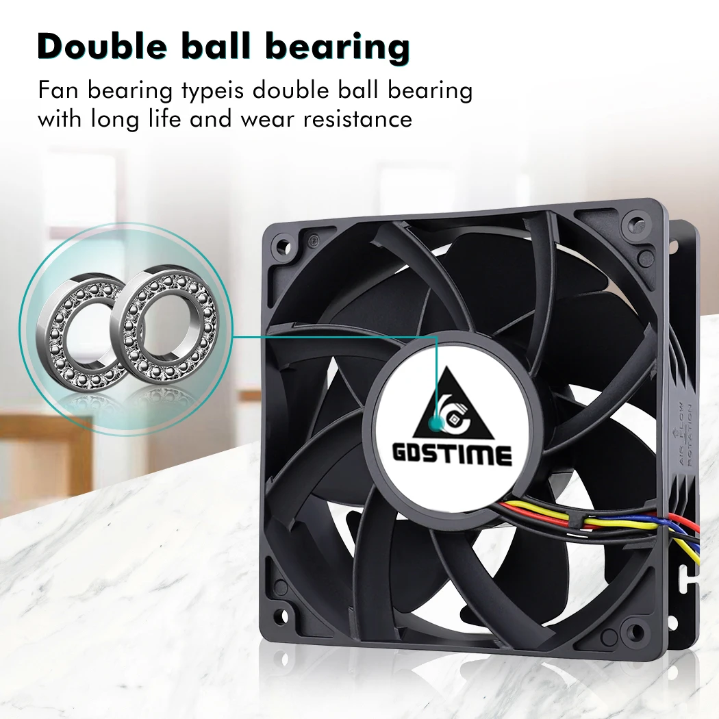 Gdstime 80mm 90mm 120mm x 38mm Cooling FG PWM Fan 4PIN Dual Ball Big Airflow For Workstation PSU Server Inverter Chassis Cabinet