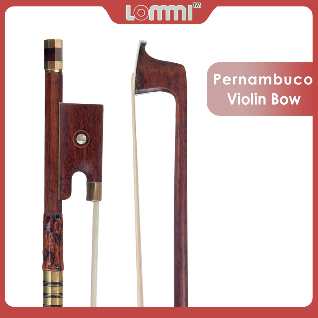 

LOMMI Pernambuco Violin Bows 4/4 Full Size Snakewood Frog Parisian Eye Inlay White Mongolia Horsehair Fast Response Fiddle Bows