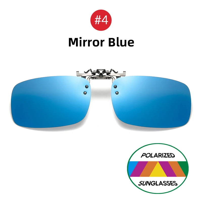 VIVIBEE Spiegel Blau Flip Up Clip auf Sonnenbrille Angeln Männer Quadratische Polarisierte Linse Metall Nachtsicht Fahren UV400 Frauen Gläser