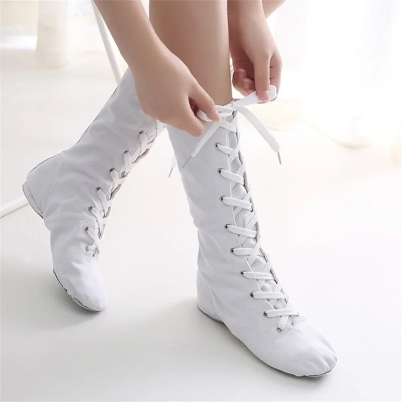 Hot Sale Kids Boys Girls Women Men Dance Wear Shoes Canvas High Jazz Boots with zipper