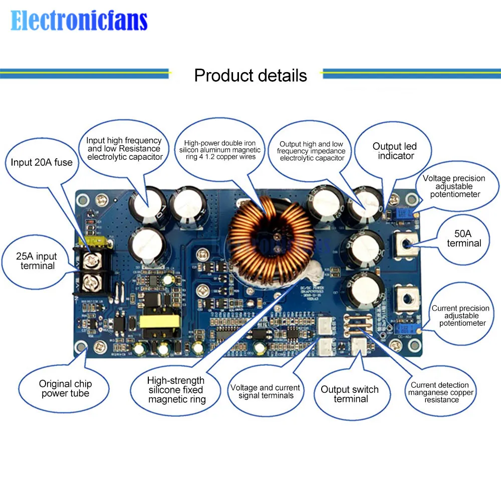 DC20V-70V 30A 800W wysokiej mocy przetwornica dc-dc regulowane obniżanie mocy zasilanie stałe napięcie stały Regulator prądu