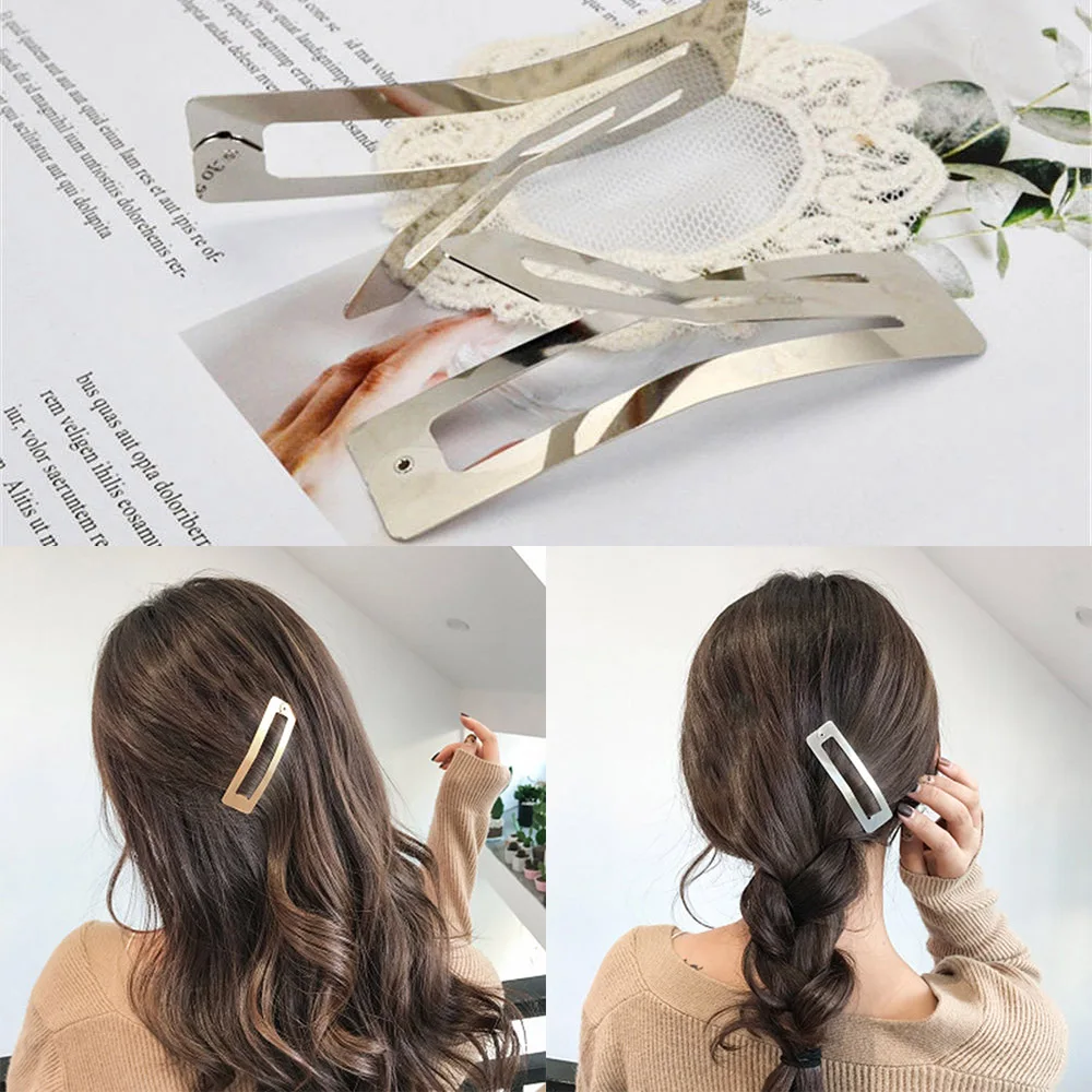 5pcs Hairpins Hair Clips For The Women Hair Barrettes Pins Metal Hairgrip Sliver Snap Alligator Hair Clip Women Accessories