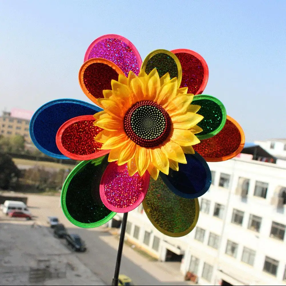 Molino de viento de girasol colorido para niños, Spinner de viento giratorio, juguetes para niños, decoración de patio, jardín, hogar, decoración de patio