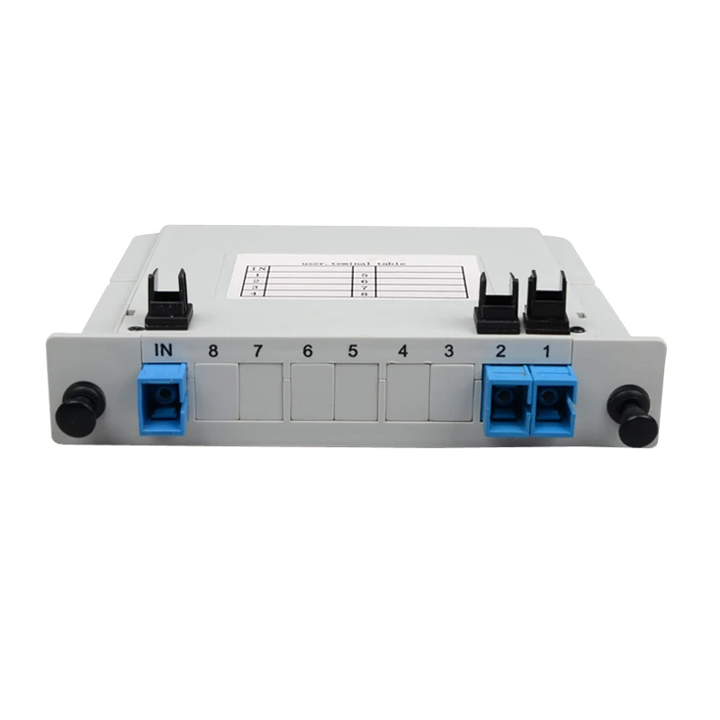 High Quality SC UPC 1X2 plc Fiber Optic Splitter FTTH Planar Wave Guide Optical Coupler Insert optical splitter