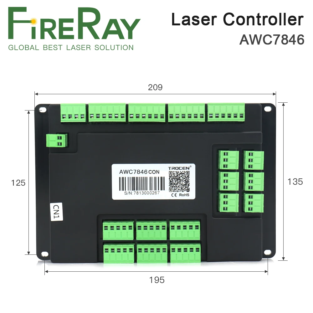 FireRay Trocen AWC7846 sistema controlador láser Co2 para máquina de grabado y corte láser Co2