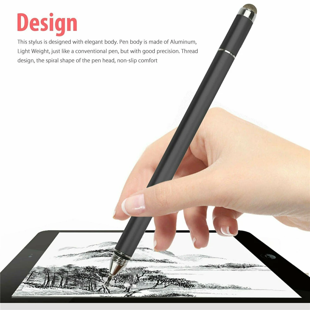 Universelle Kapazitiven Touchscreen Stift Disc Stylus Zeichnung Für iPad Tab Telefon Faser Spitze Aktive Smart Bleistift Weiß Rosa Großhandel