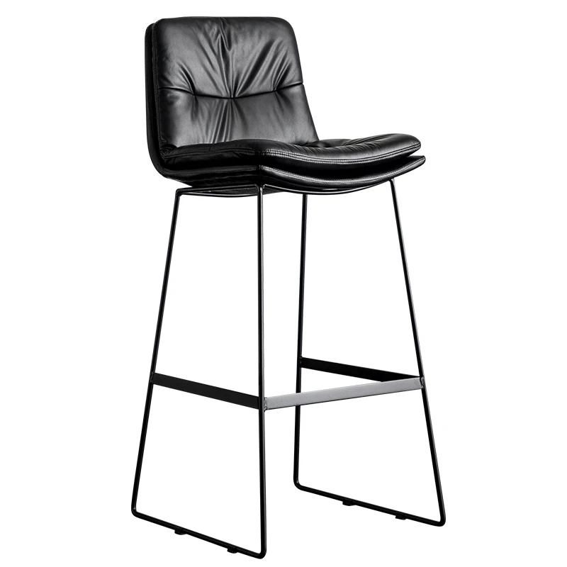 Severská styl couvat kůže pult židle čeleď lehký luxusní žehlička vysoký stolice káva krám moderní jednoduchý flanel pult židle