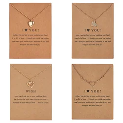 Trendy Gold Color Love Heart Pendant Clavicle Chain Choker Necklaces for Women Jewelry I Love you Card Necklace Female Gift