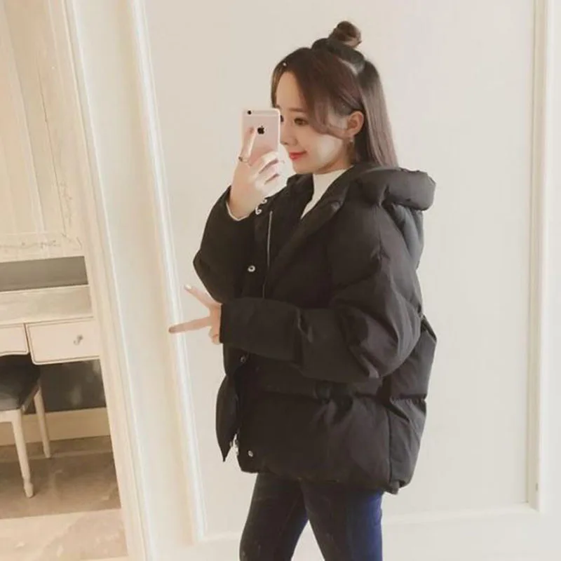 Winter Harajuku Loose Korean Y2k Parkas Women Solid Thicken Warm Student Oversize Coat Baggy Casual Short Jackets Hoodies Female