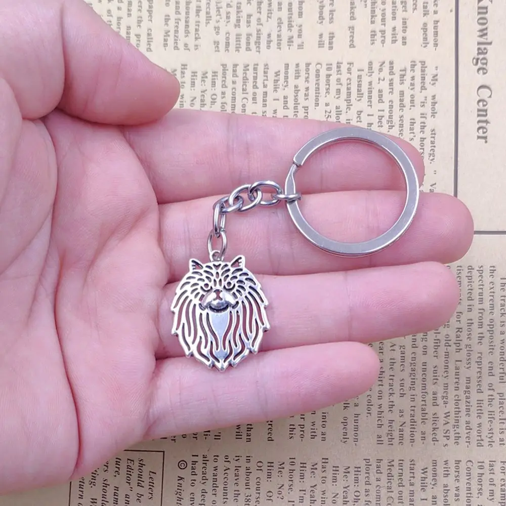 Persian Bengal Sphynx Cat Lynx Animal Keychain Key Ring Pet Tassels Vintage Silver Color Bohemian Women Men Jewelry Gift