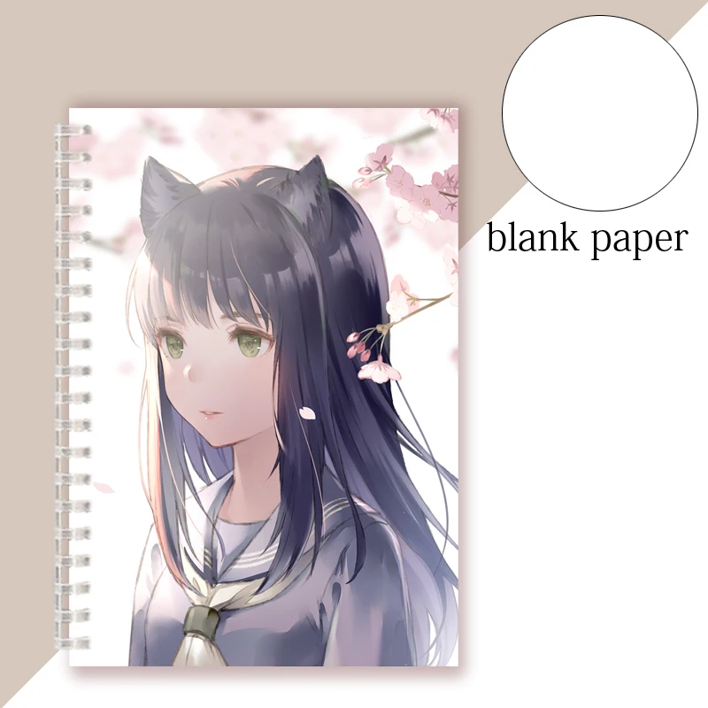 Anime Cat Girl Series Neko Spiral Notebook Stationery Binder Cute Note Book Anime Sketchbook COSPLAY Animal Fox For Women Gift