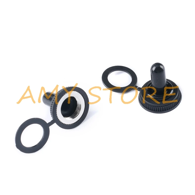 10Pcs 6mm Shaft Hole Mini MTS Toggle Switch Water Dust Proof Cap Rubber Boot Cover WPC-05 Black M12x0.75mm M6x0.75 Threaded